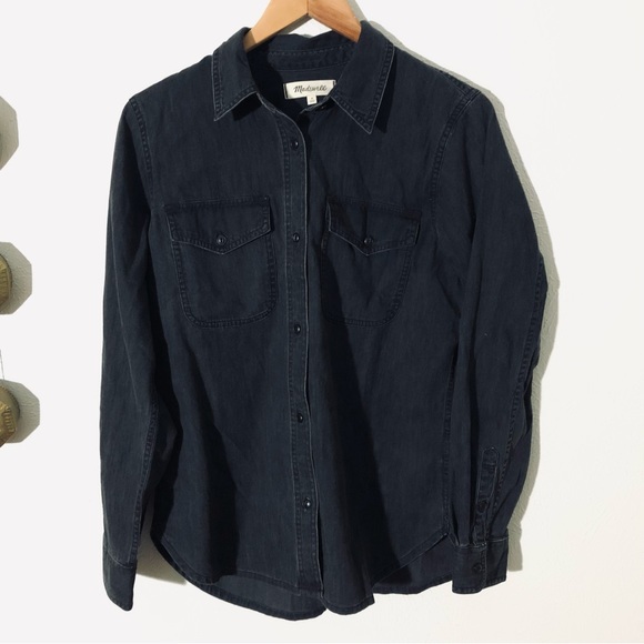 Madewell > Denim Snap-Button Western Shirt in Lunar Wash > M - Picture 5 of 11